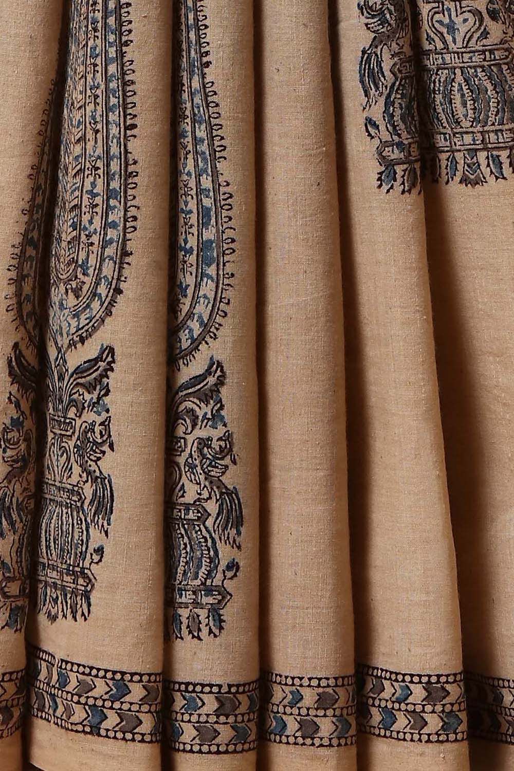 Beige Pure Khadi Cotton Printed Kalamkari Saree image number null