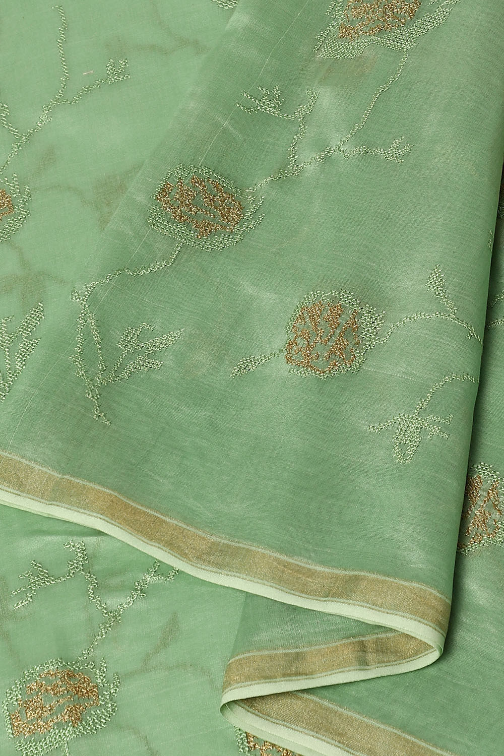 Light Blue Pure Silk Cotton Embroidered Saree image number null