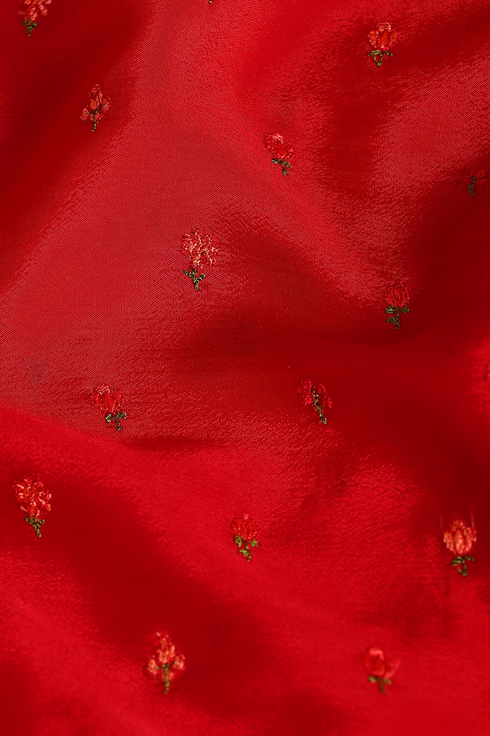 Red Pure Viscose Embroidered Saree image number null