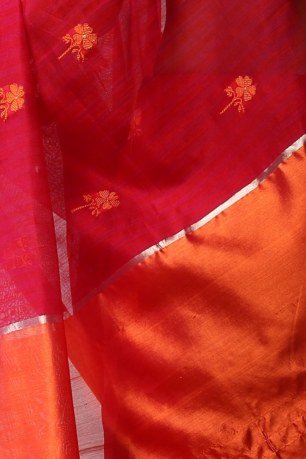 Red Pure Silk Cotton Chanderi Saree image number null