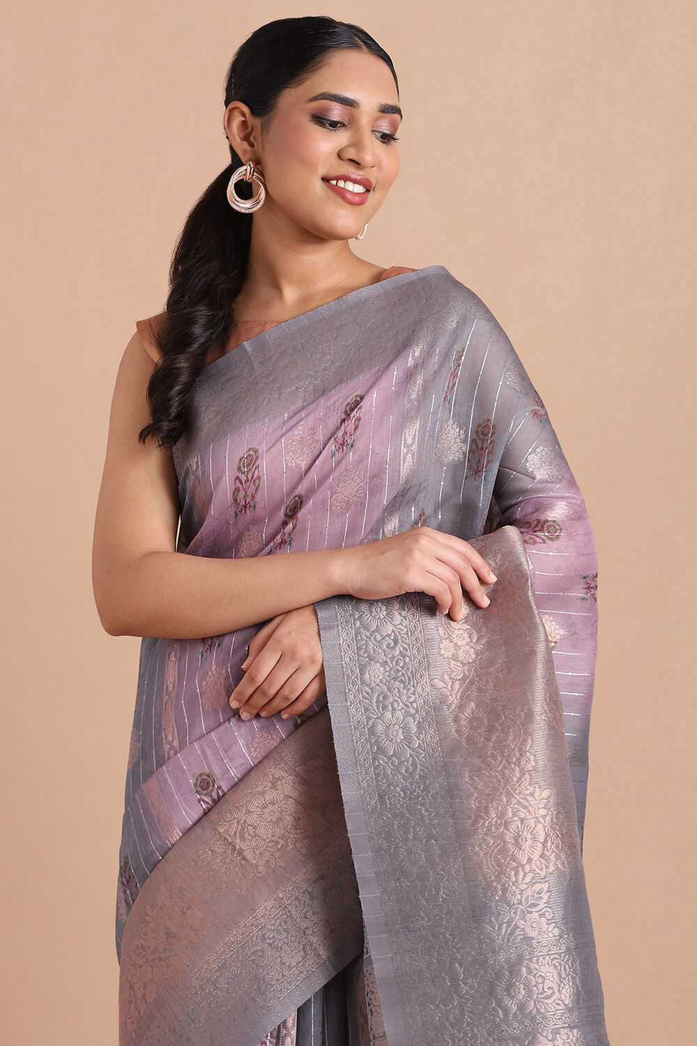 Pink Pure Embroidered Saree image number null