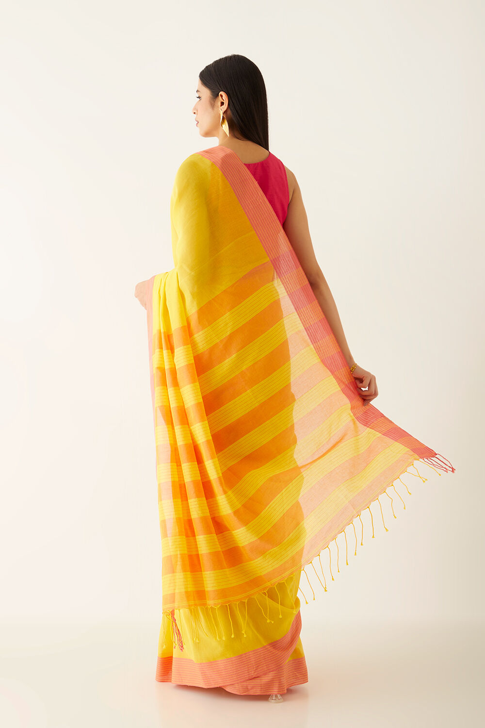 Yellow Pure Cotton Bengal Saree image number null