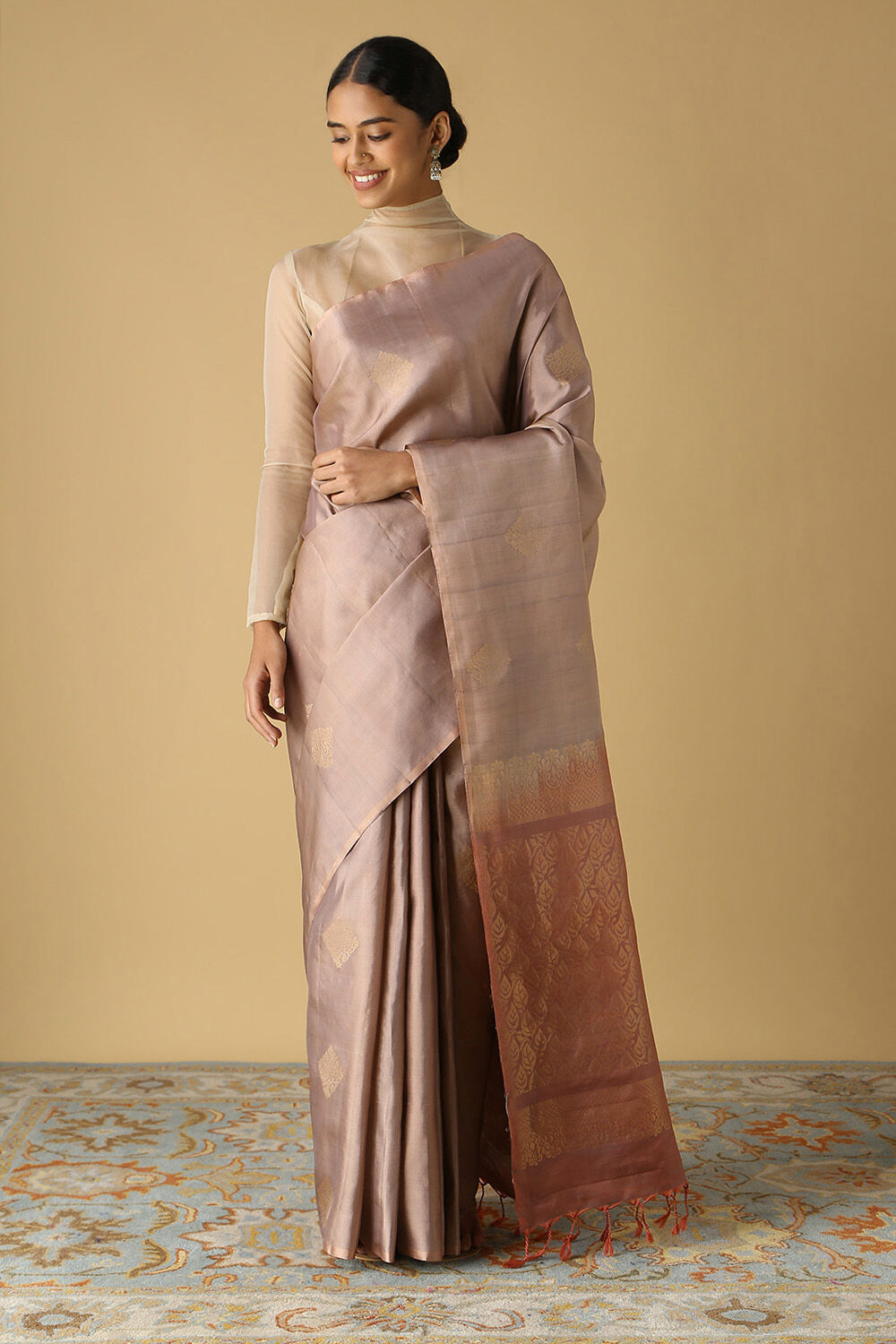 Light Violet Pure Silk South Saree image number null
