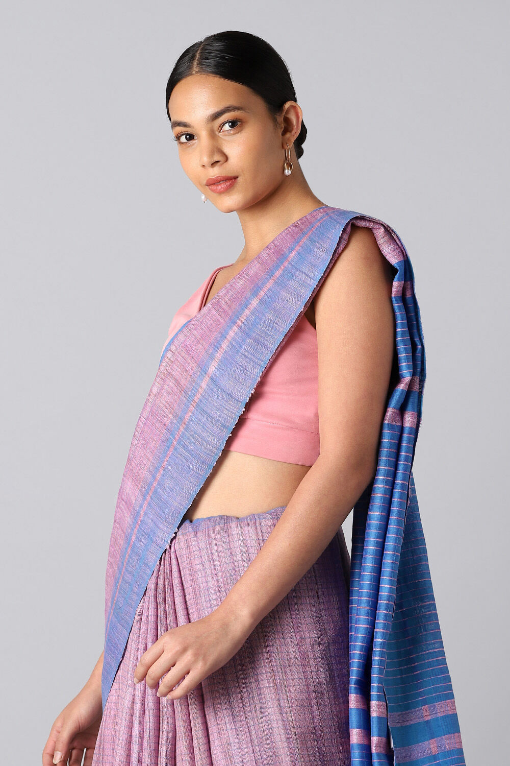 Light Violet Pure Tussar Silk Bhagalpuri Saree image number null