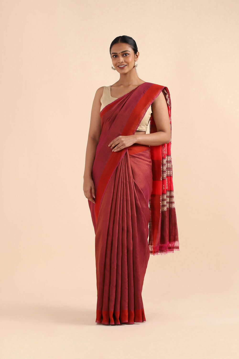 Brown Pure Silk Woven Saree image number null