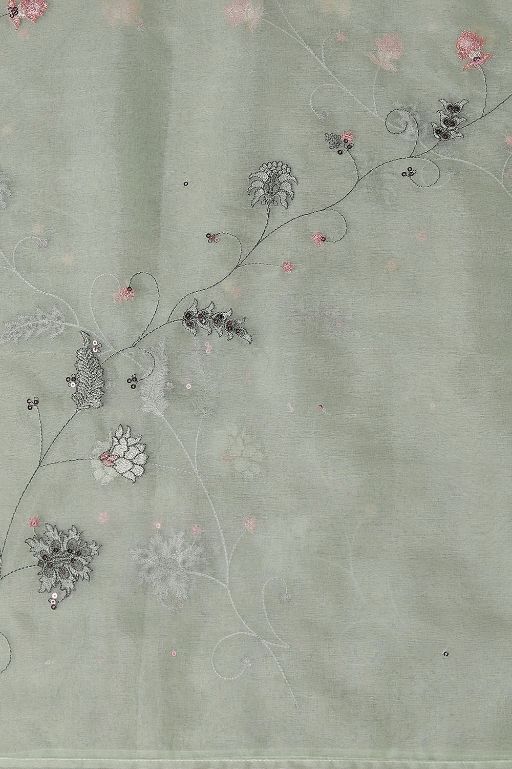Light Green Silk Cotton Embroidered Unstitched Suit Set image number null