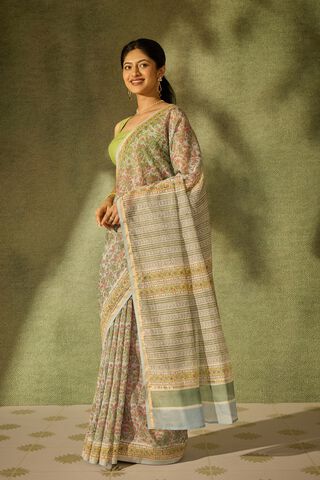 Blue Rajasthan Pure Silk Cotton Printed Sanganeri Saree thumbnail image number null