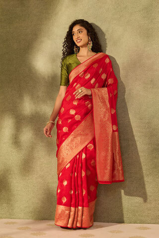 Red Pure Viscose Woven Saree thumbnail image number null