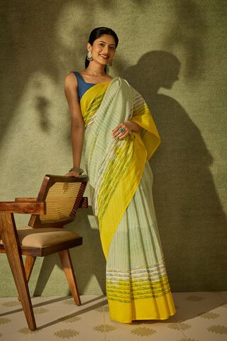 Blue Rajasthan Pure Silk Cotton Printed Sanganeri Saree thumbnail image number null