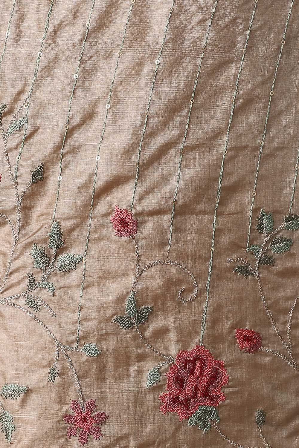 Biege Tussar Embroidered Unstitched Suit Set image number null