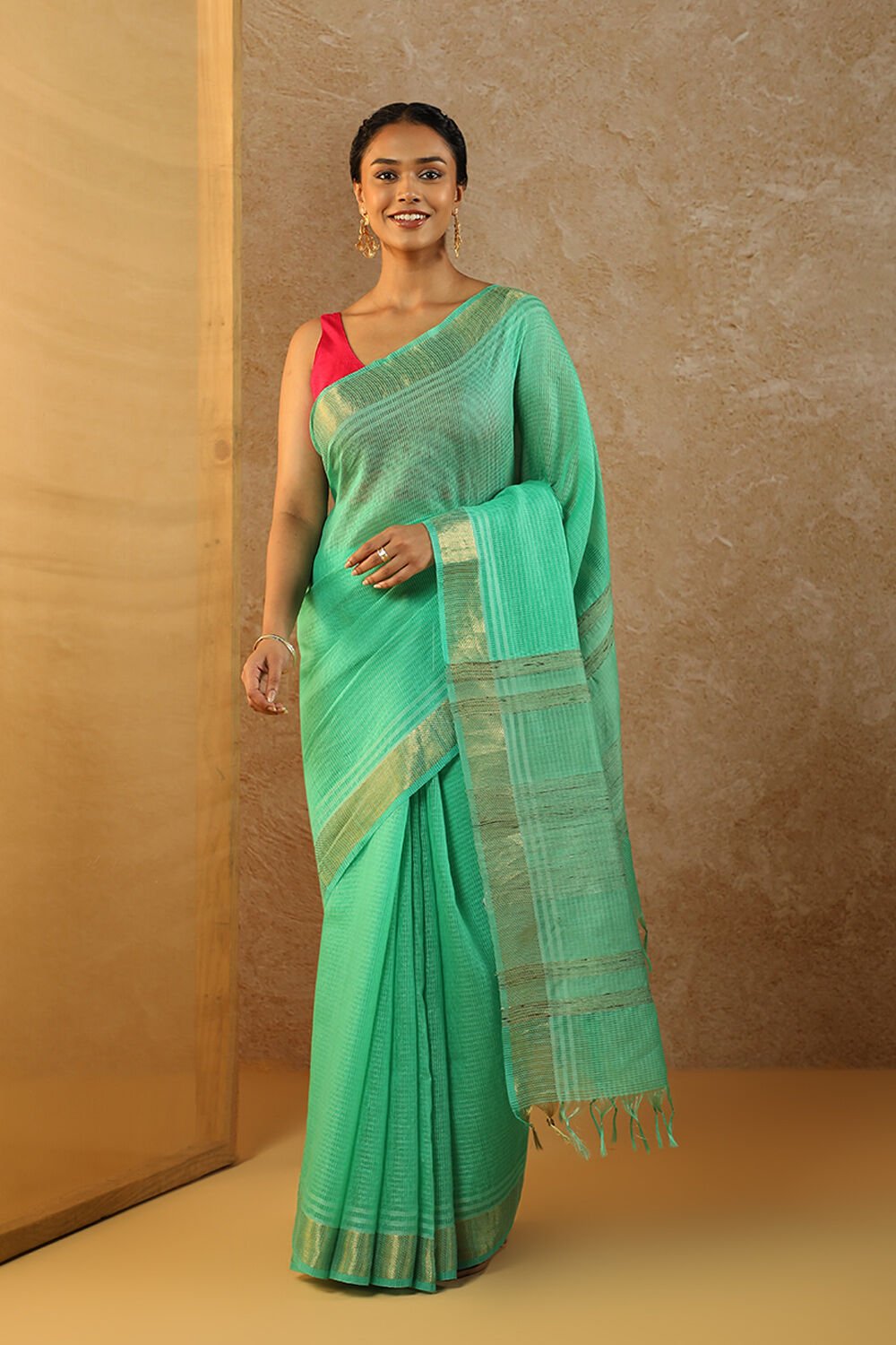 Green Bhagalpur Woven Pure Tussar Silk Saree image number null