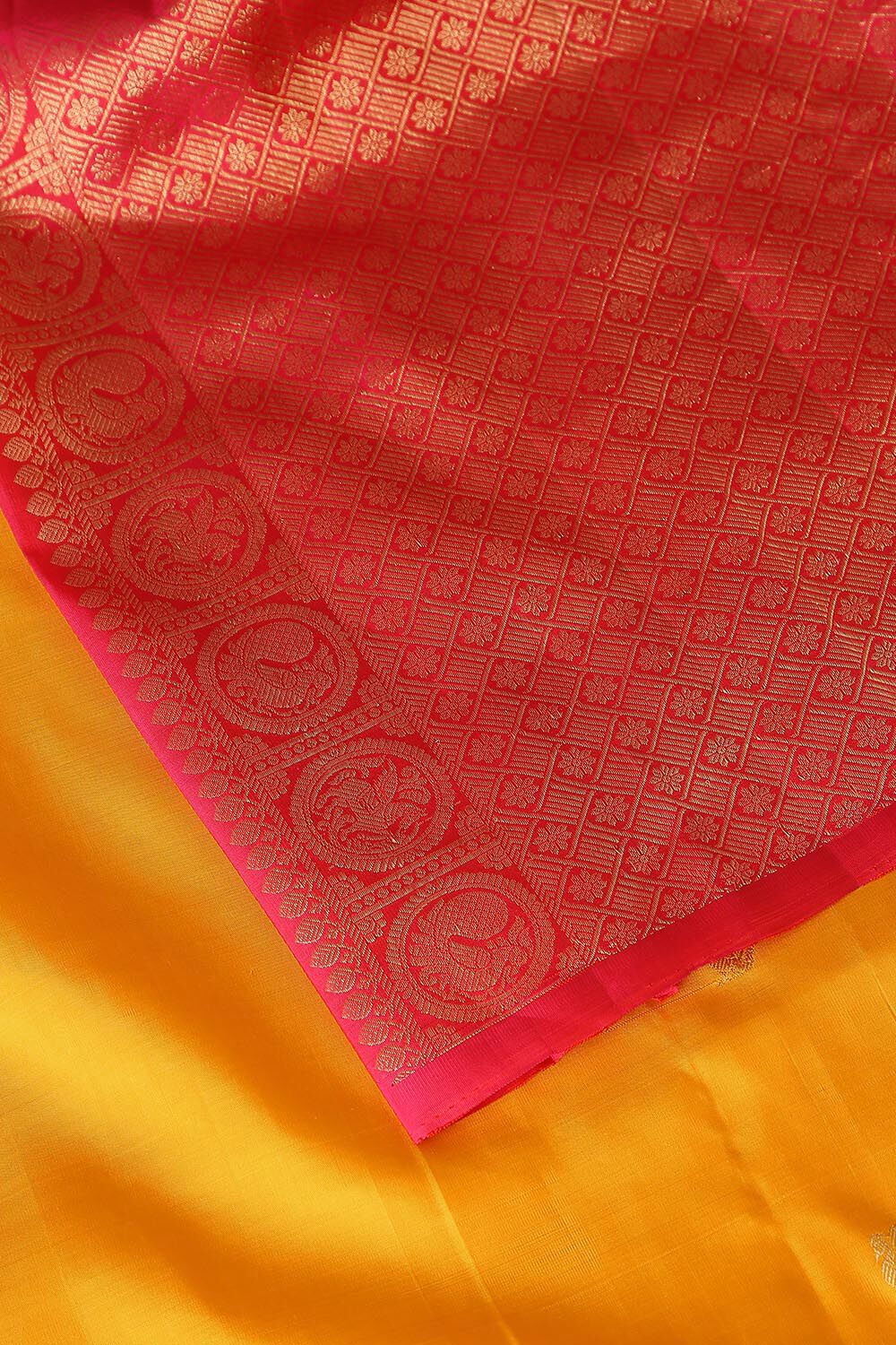 Yellow Pure Silk Kanjivaram Saree image number null