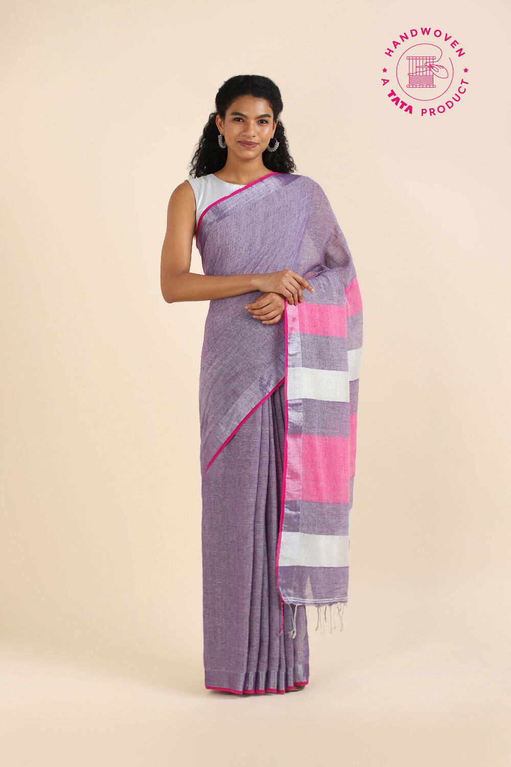 Light Pure Violet Cotton Bengal Saree image number null