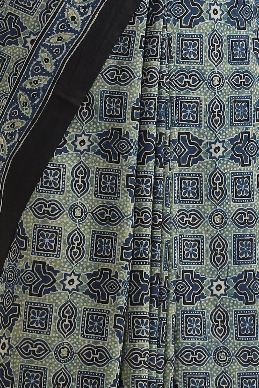 Blue Pure Cotton Ajrakh Printed Saree image number null