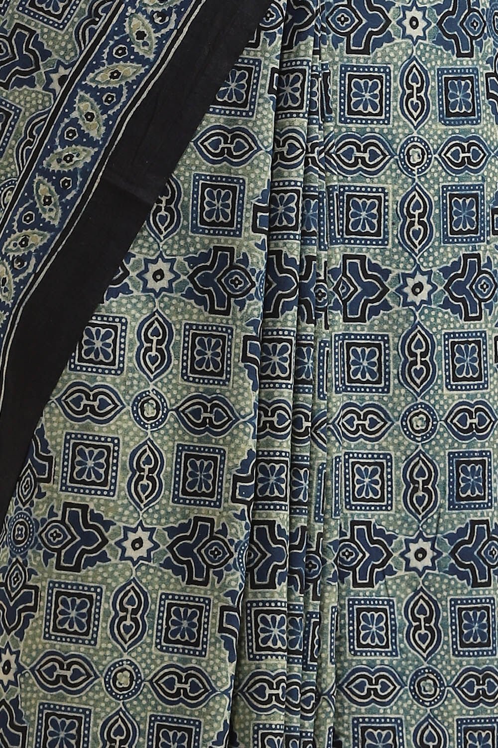 Blue Pure Cotton Ajrakh Printed Saree image number null