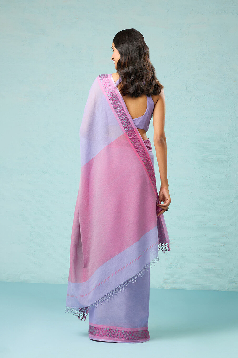 Purple Woven Pure Cotton Bengal Saree image number null