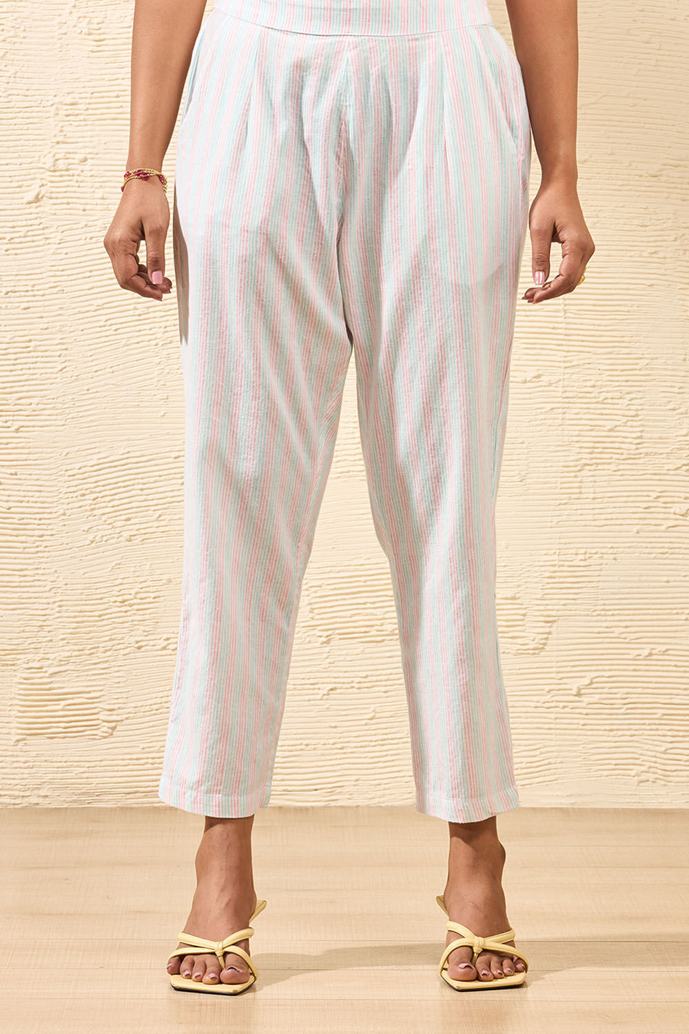 Off White Screen Printed Pure Cotton Trouser image number null
