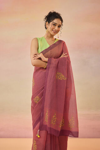 Light Red Bengal Pure Kota Hand Painted Saree thumbnail image number null