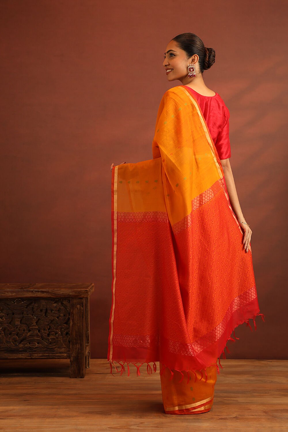 Dark Yellow South Pure Silk Cotton Woven Saree image number null