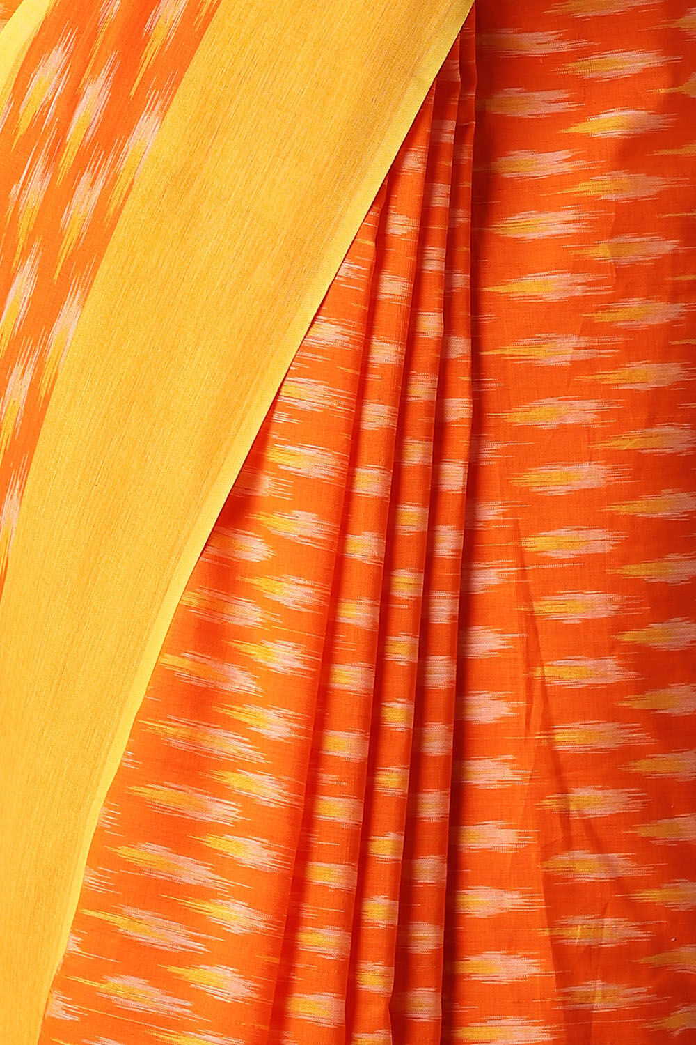 Orange Pure Cotton Pochampalli Ikat Saree image number null