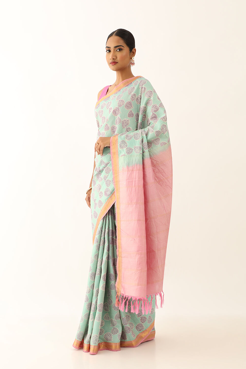 Light Blue Pure Silk South Printed Saree image number null