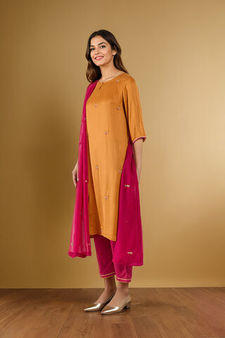Orange Viscose Embroidered Kurta Set thumbnail image number null