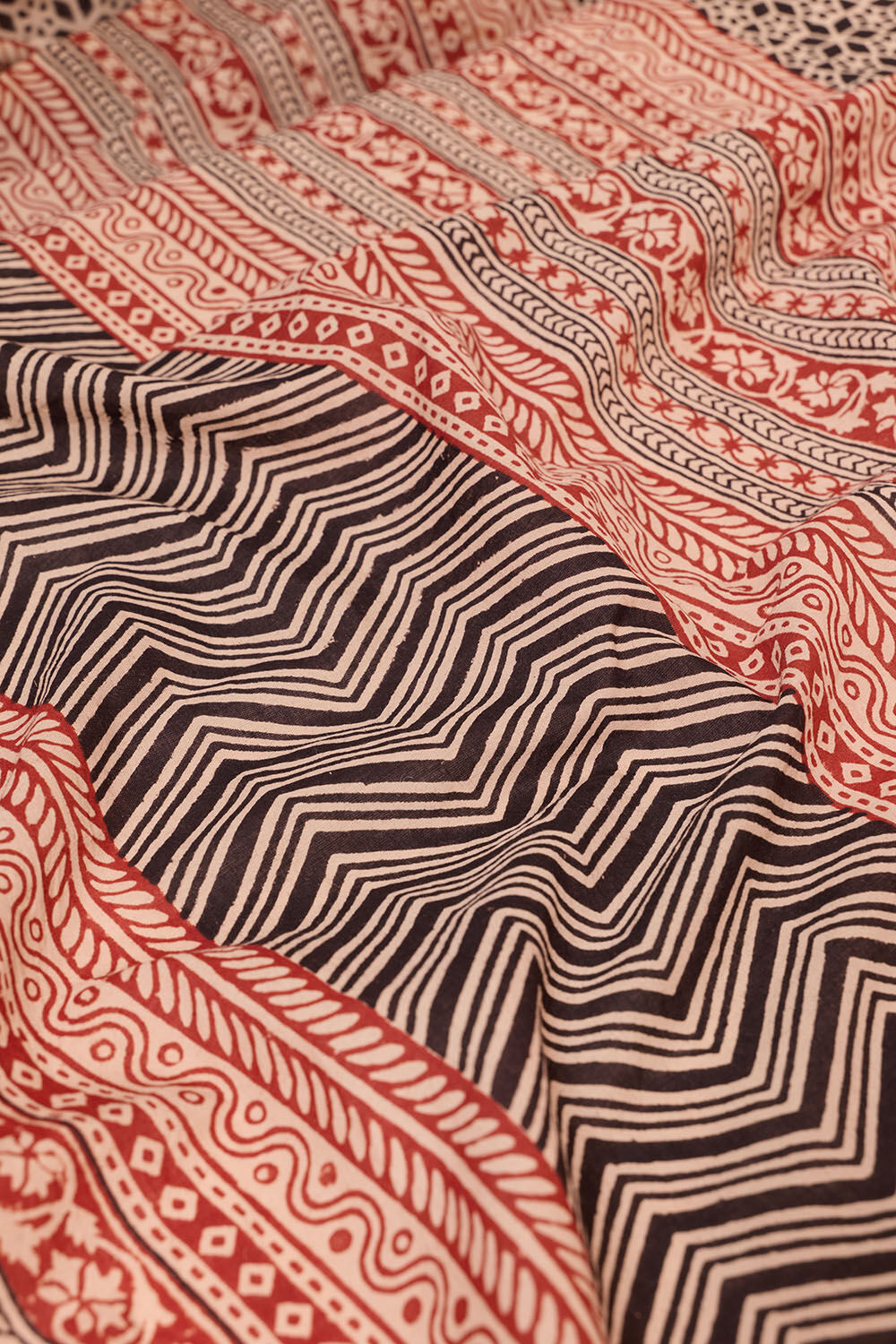 Black Rajasthan Block Printed Pure Cotton Saree image number null