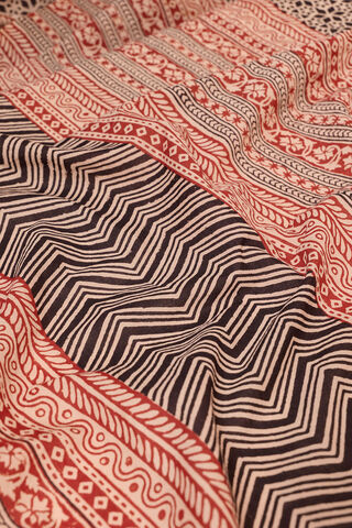 Black Rajasthan Block Printed Pure Cotton Saree thumbnail image number null