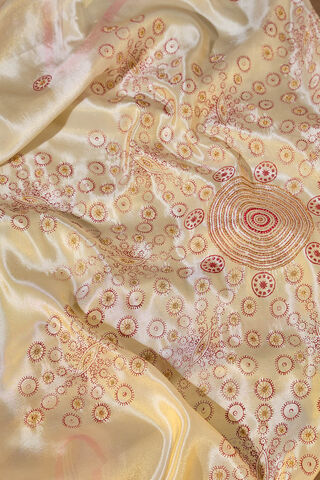 Beige Pure Organza Tissue Printed Embroidery Saree thumbnail image number null