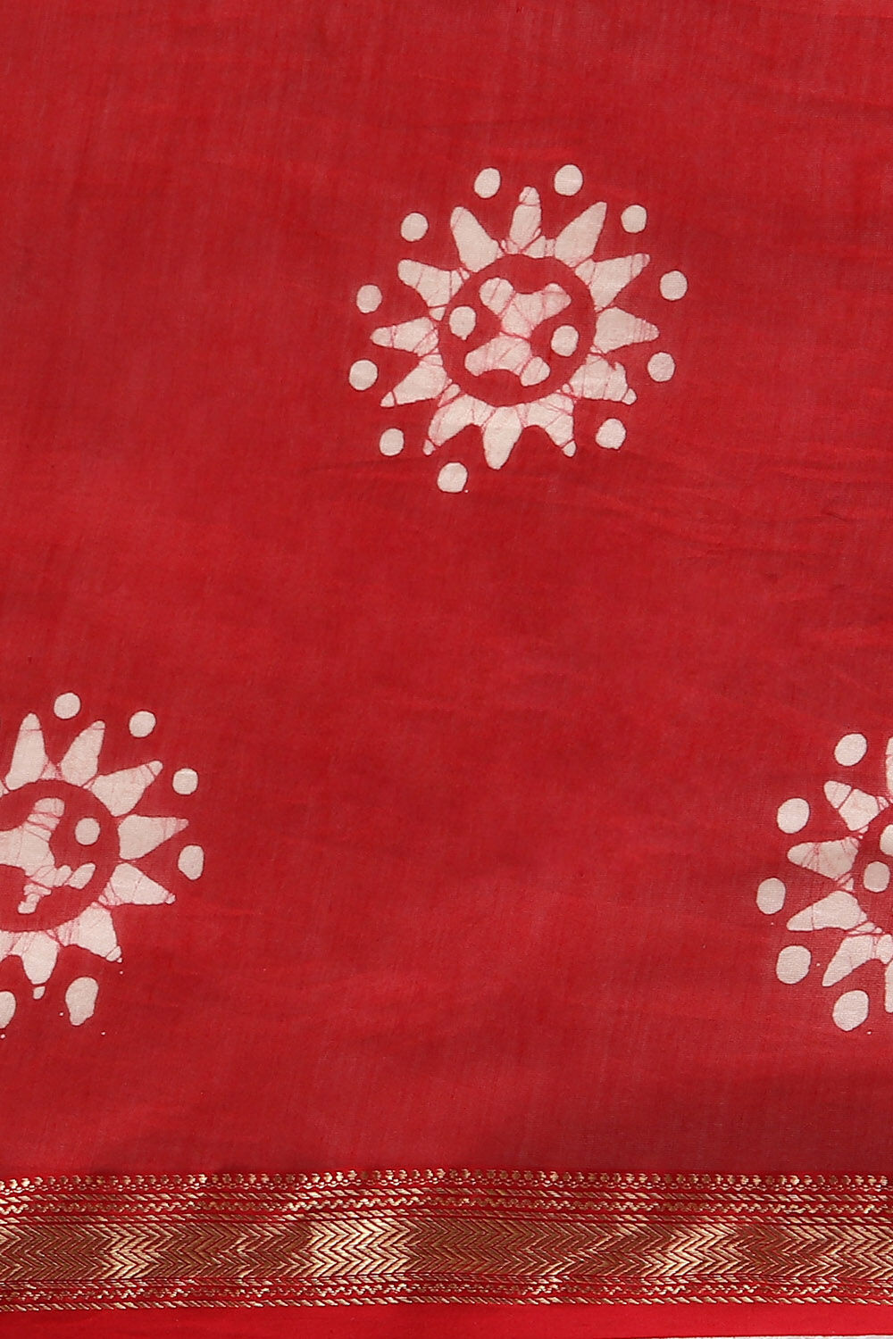 Red Pure Silk Cotton Batik Saree image number null