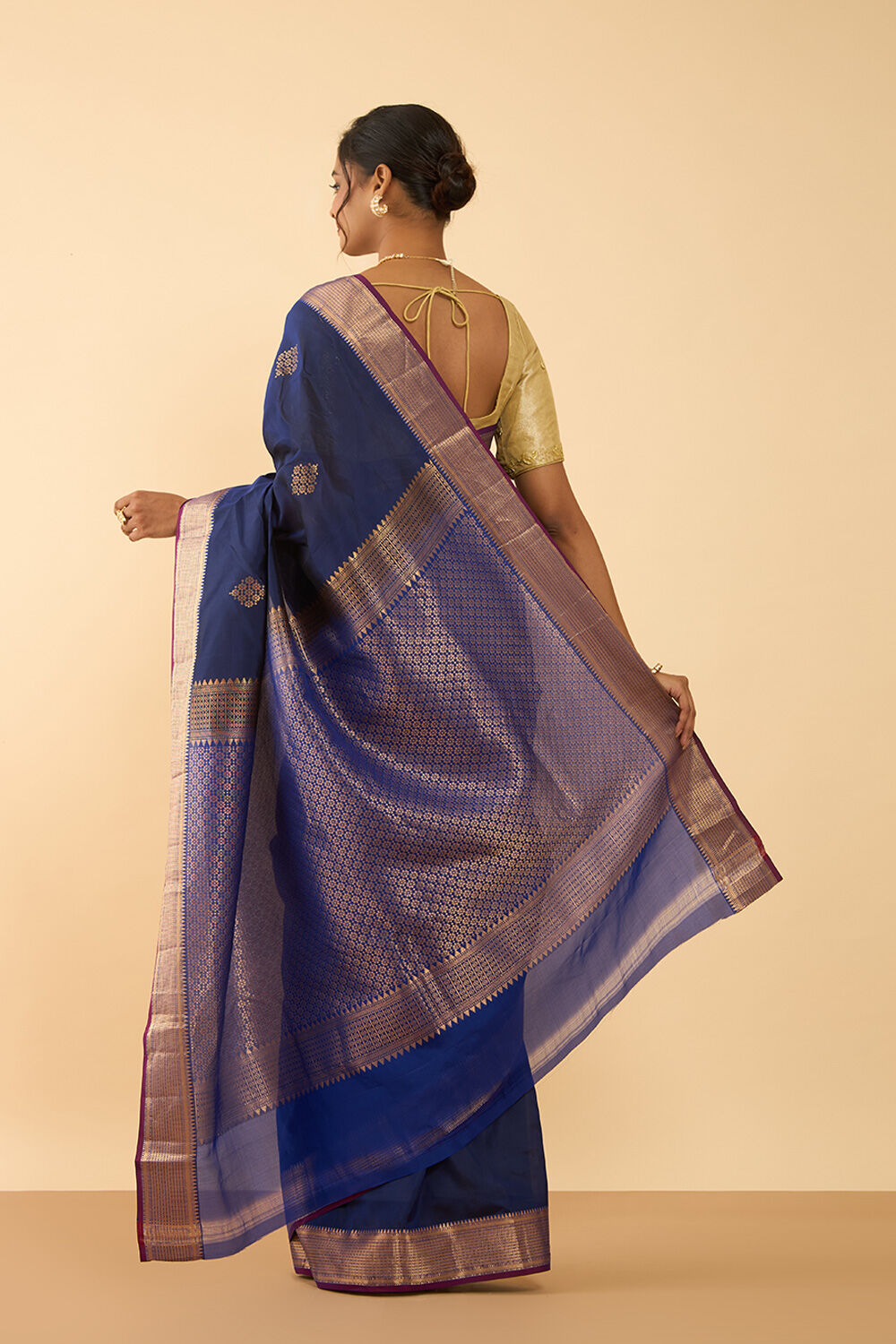 Dark Blue Woven Silk Viscose Saree image number null