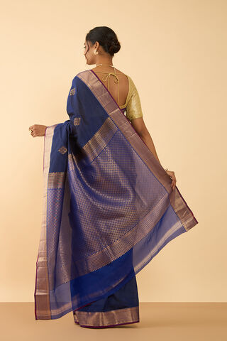 Dark Blue Woven Silk Viscose Saree thumbnail image number null