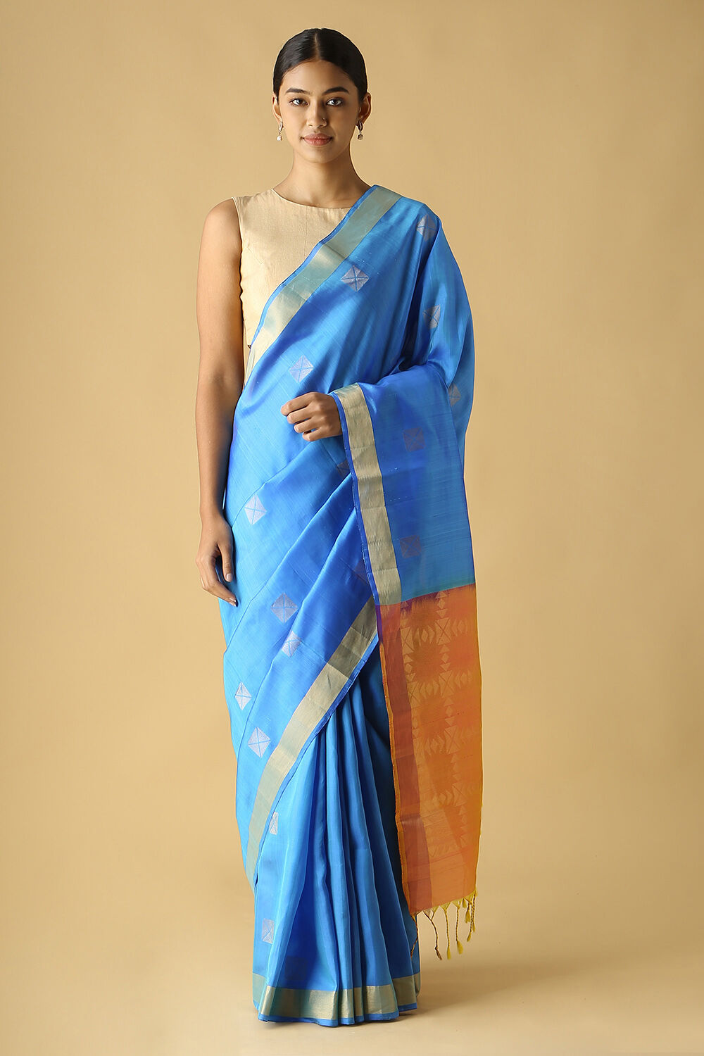 Blue Pure Silk South Saree image number null