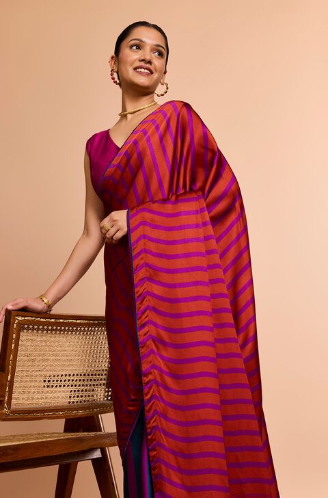 Purple Printed Viscose Saree