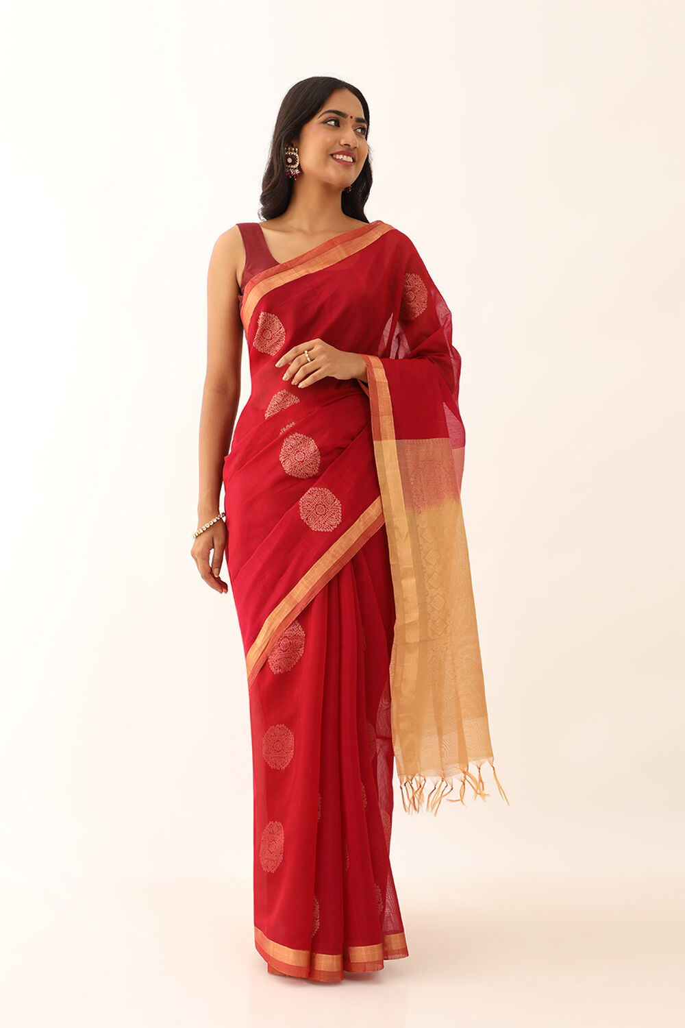 Pink Pure Silk Cotton Woven South Saree image number null