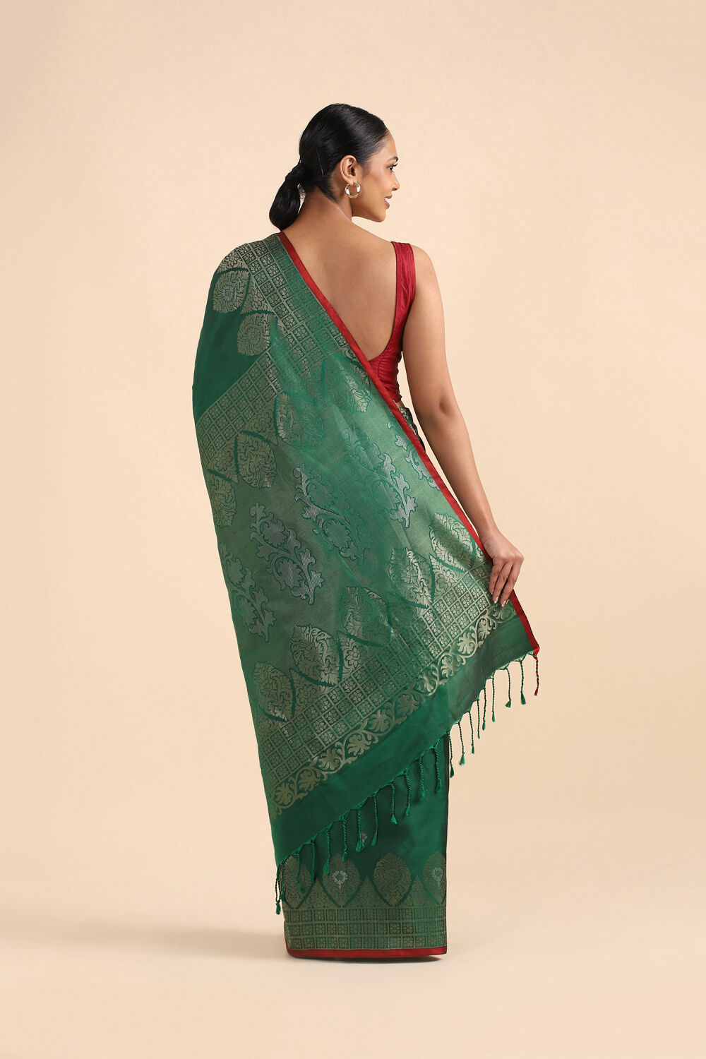 Green Pure Soft Silk Saree image number null
