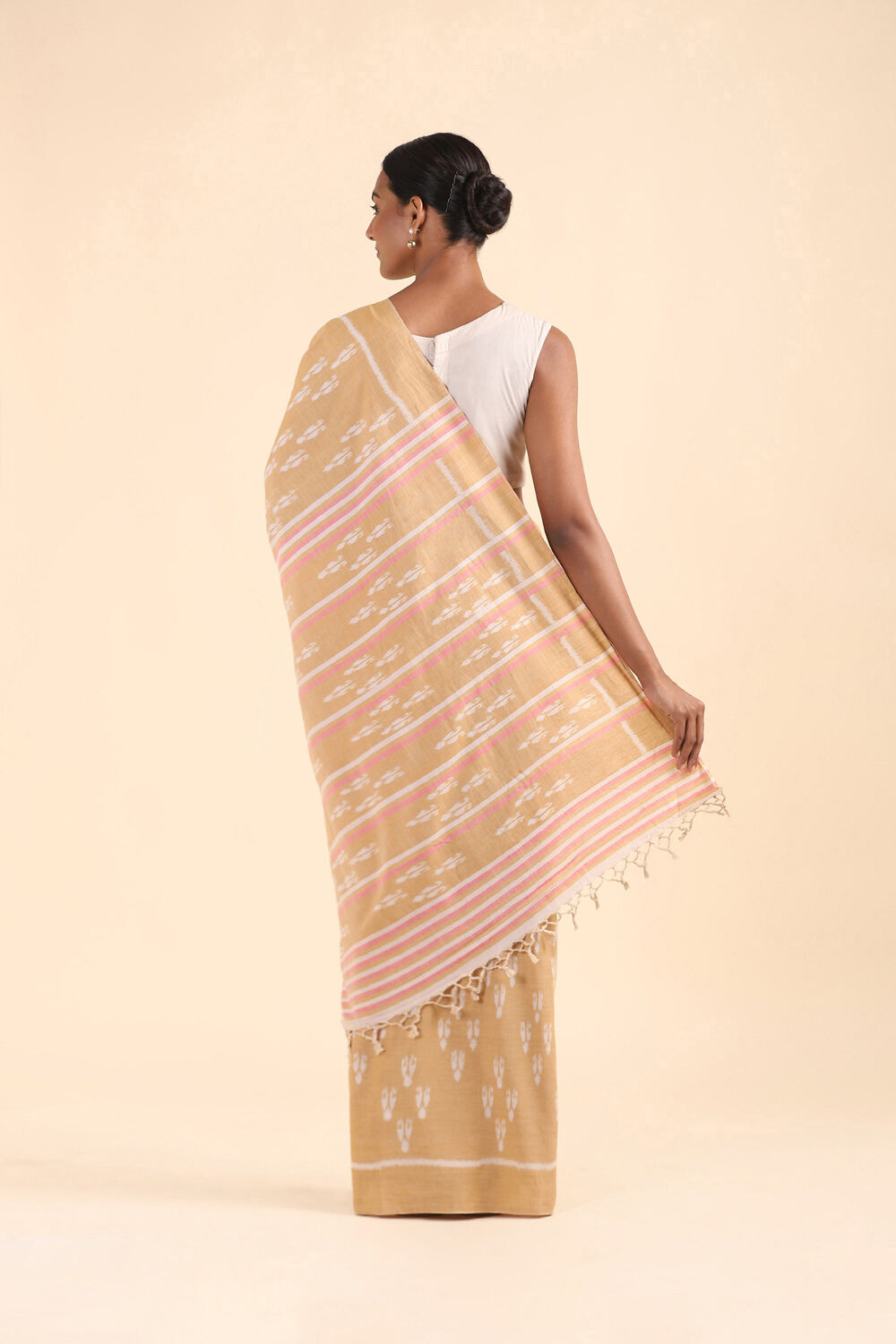 Beige Pure Cotton Odissa Ikat Saree image number null