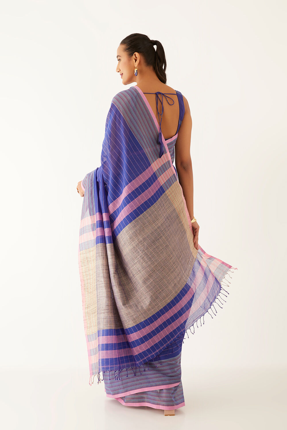 Blue Pure Cotton Bengal Saree image number null