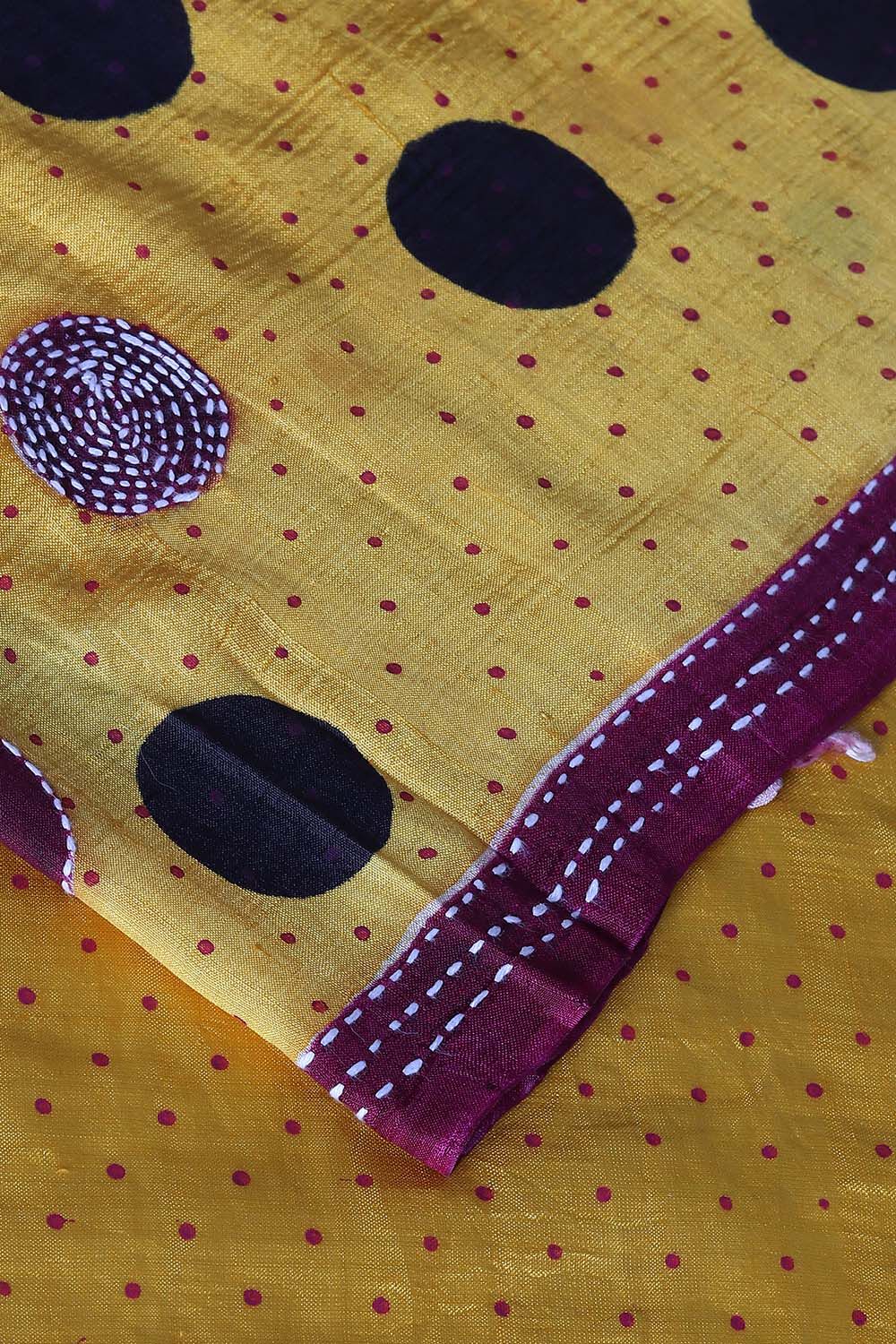 Yellow Pure Silk Batik Saree image number null