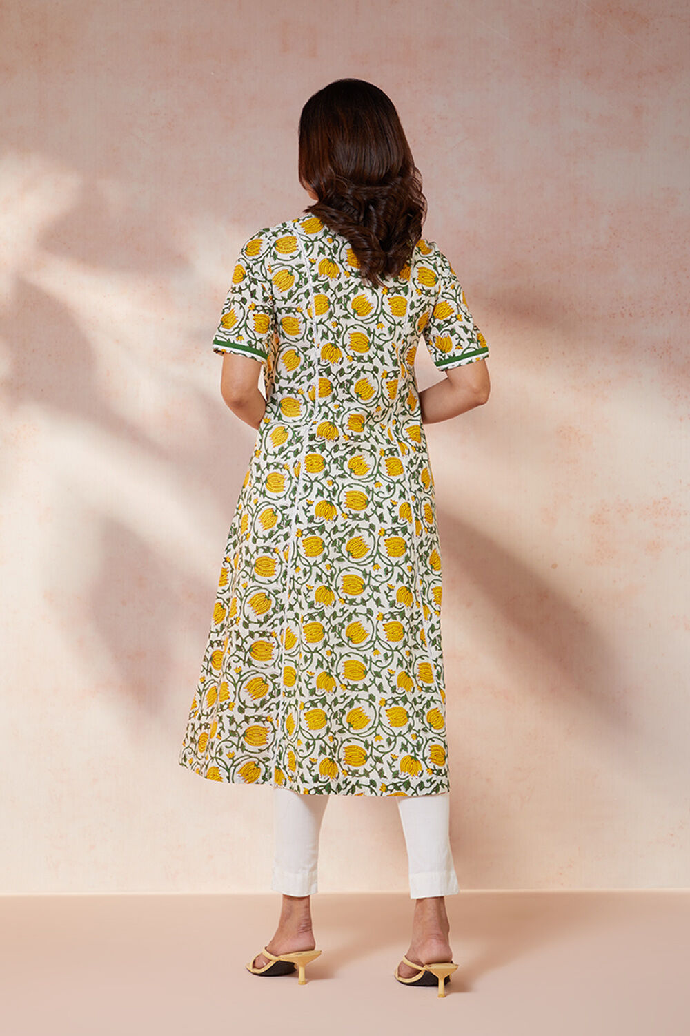 Green Pure Cotton Printed Sanganeri Kurta image number null