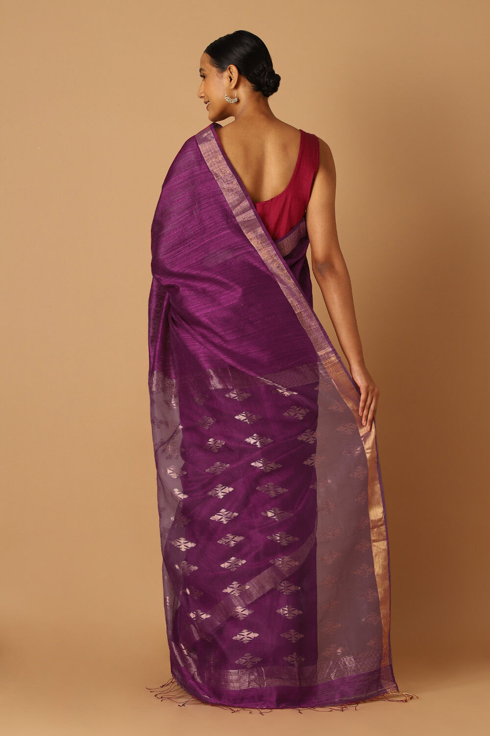 Violet Pure Silk Vanya Bengal Saree image number null