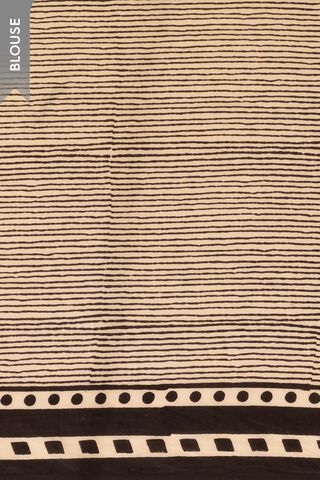 Beige Bagru Viscose Bagru Block Printed Saree thumbnail image number null