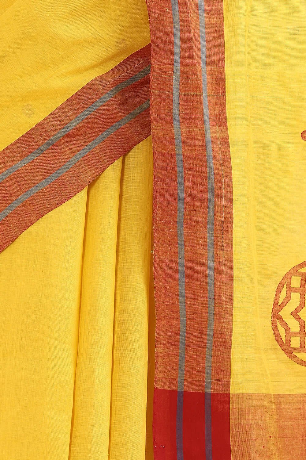 Yellow Pure Khadi Cotton Ponduru Jamdani Saree image number null