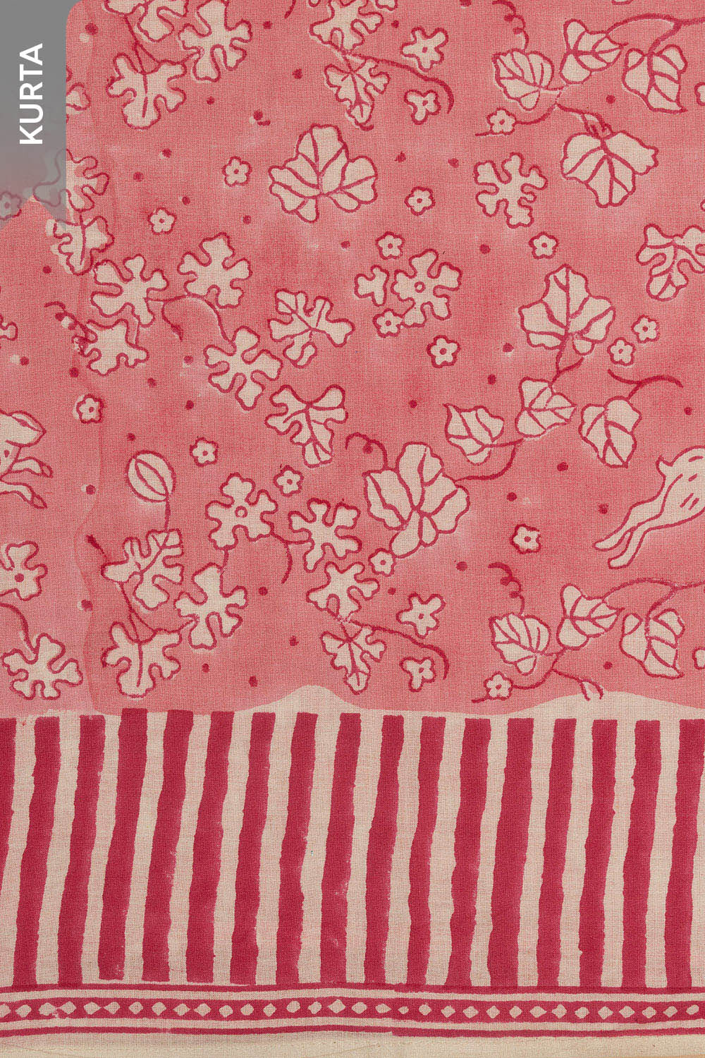 Pink Bagru Block Printed Pure Cotton Unstitched Suit Set image number null