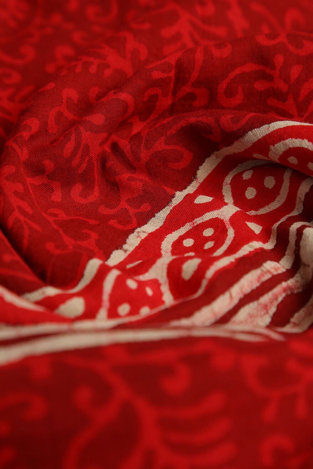 Dark Red Dabu Pure Cotton Suit Set image number null