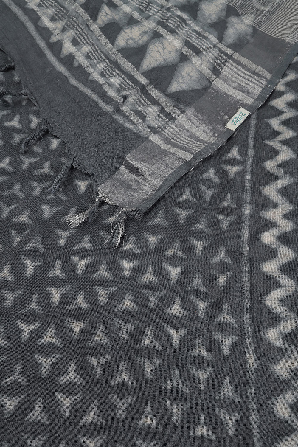 Grey Cotton Viscose Rajasthan Block Printed Saree image number null