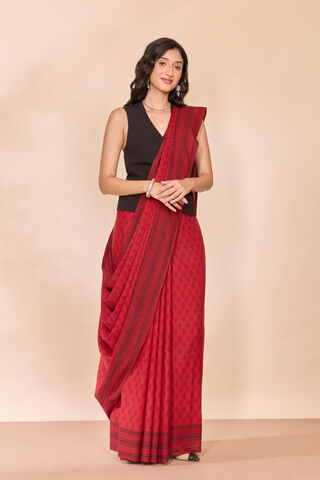 Red Bagh Block Printed Pure Cotton Saree thumbnail image number null