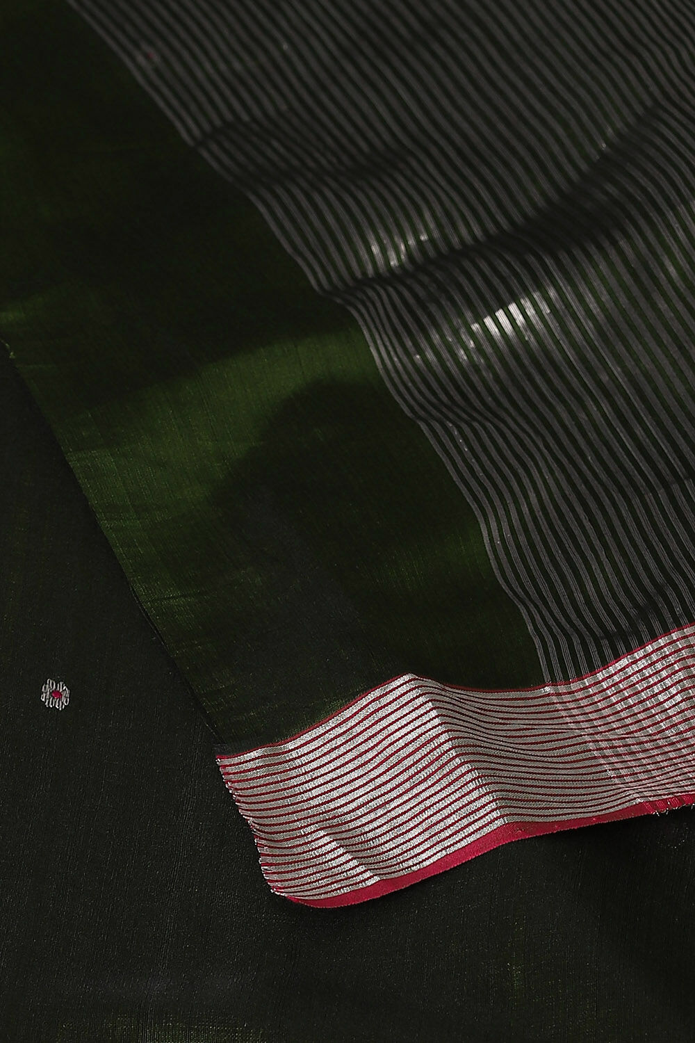 Dark Green Pure Silk Cotton Chanderi Saree image number null