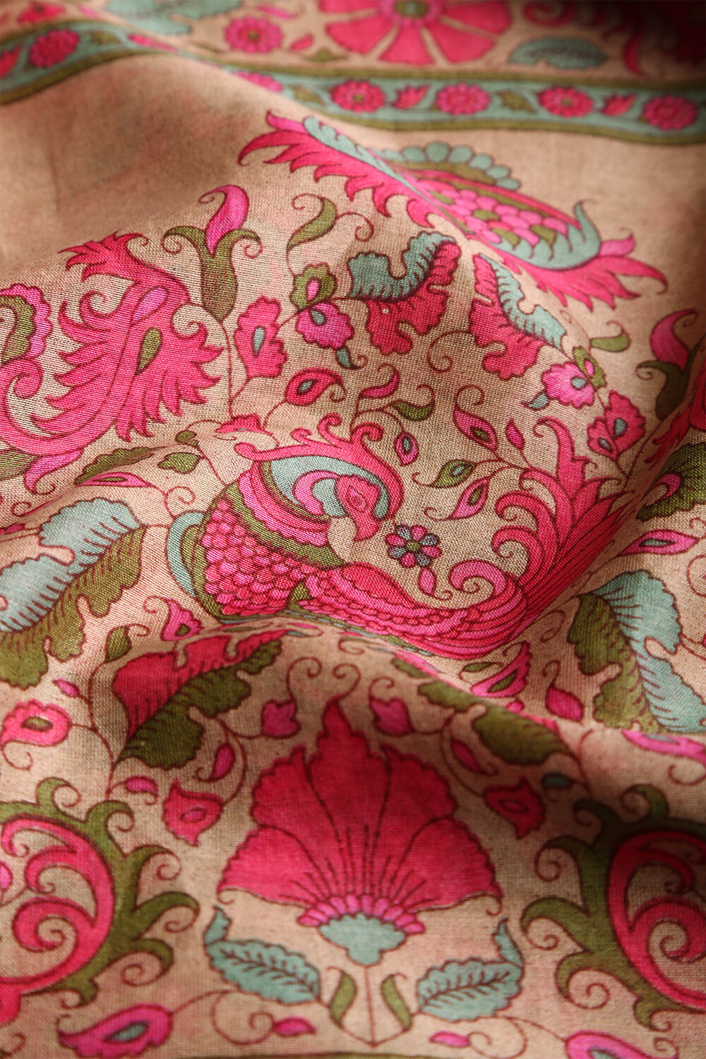 Green Printed Pure Silk Cotton Suit Set image number null