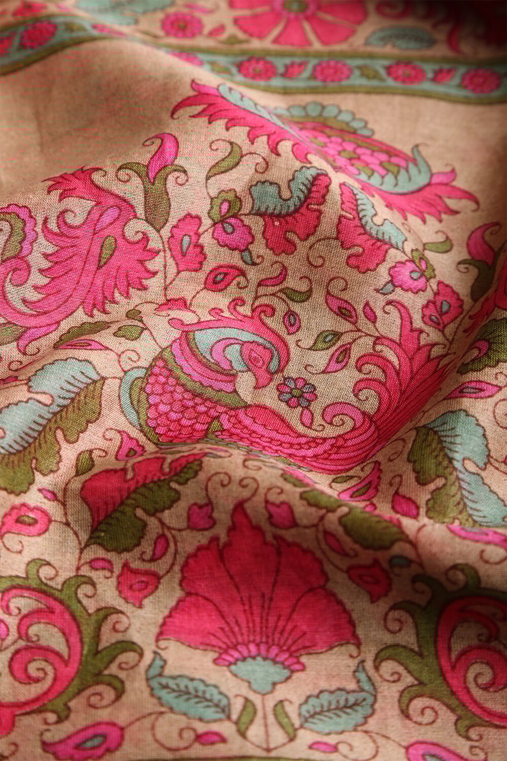 Green Printed Pure Silk Cotton Suit Set image number null